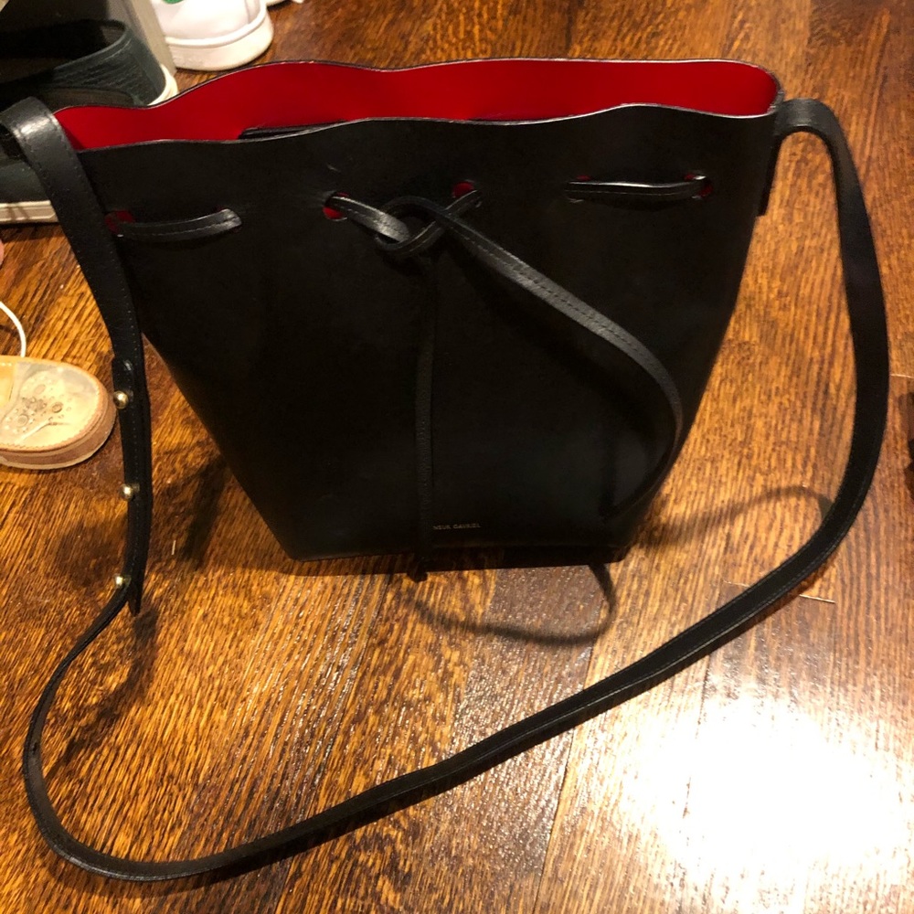 Mansur Gavriel Black/Flamma Vegetable Leather Mini Bucket Bag